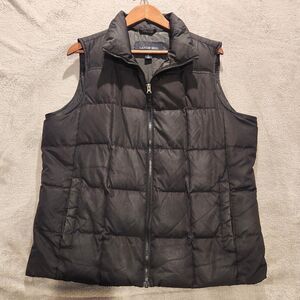 Lands End Womens Black Quilted Full Zip Down Puffer Vest Size 18 Gorpcore Casual